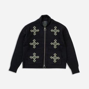 Pendleton - JACQUARD MOTIF ZIP CARDIGAN - BLACK -  - Main Front View