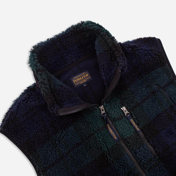 BOA SHERPA FLEECE VEST - GREEN / BLACK