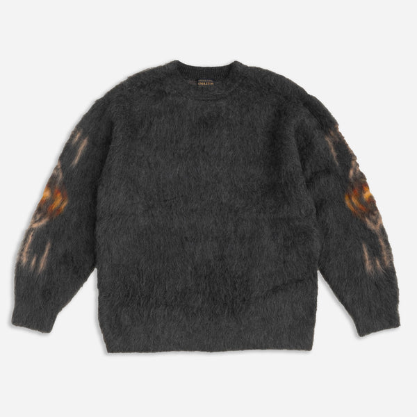 CURLY HAIR PULLOVER SWEATER - BLACK HARDING