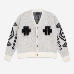 Pendleton - MOHAIR RELAXED SHAGGY CARDIGAN - LOS OJOS WHITE -  - Main Front View