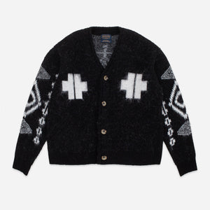 Pendleton - MOHAIR RELAXED SHAGGY CARDIGAN - LOS OJOS BLACK -  - Main Front View
