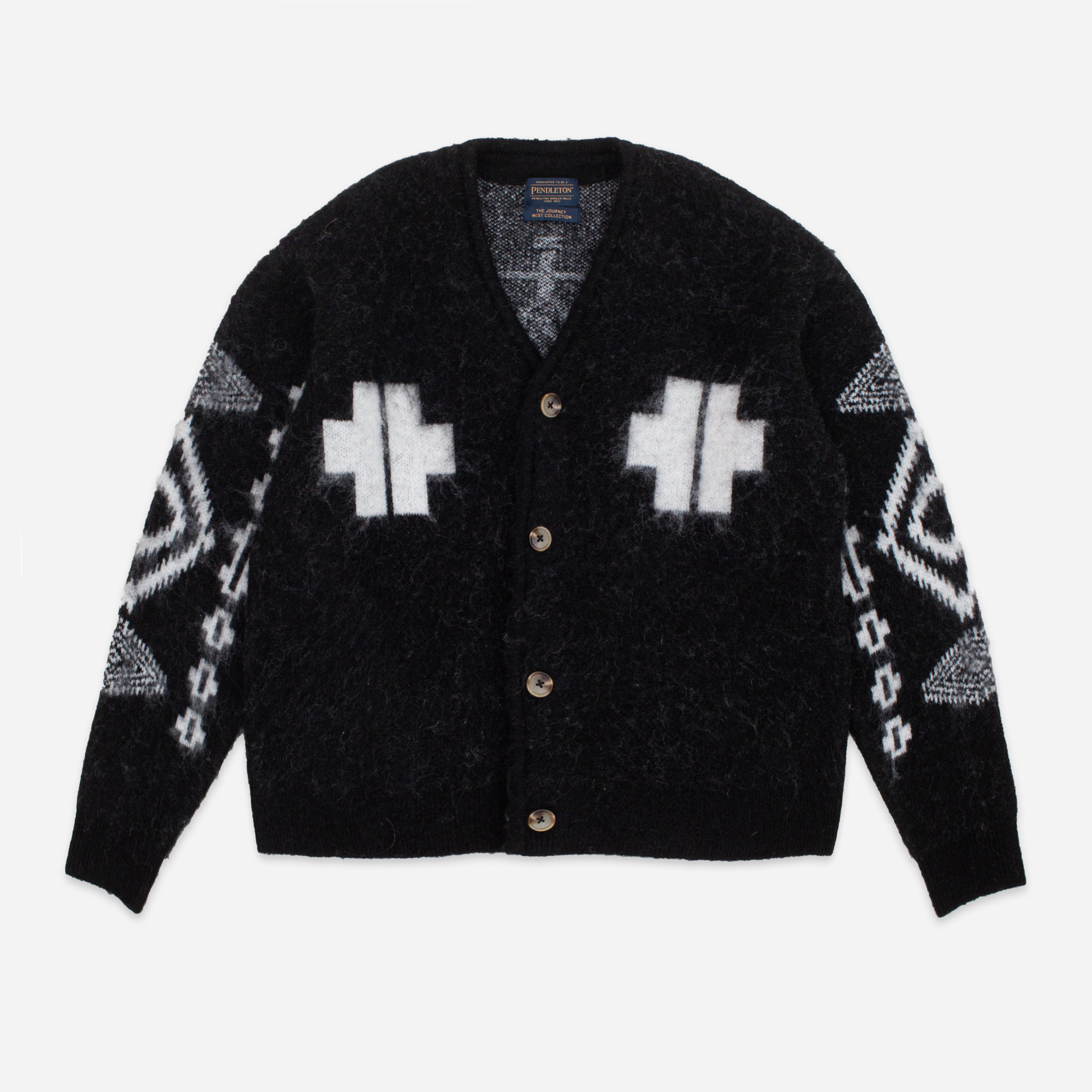 Pendleton MOHAIR RELAXED SHAGGY CARDIGAN - LOS OJOS BLACK - The