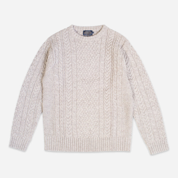 SHETLAND WOOL FISHERMANS SWEATER - WHEAT MIX