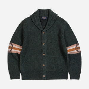 Pendleton - NEHALEM LAMBSWOOL SHAWL CARDIGAN - GREEN -  - Main Front View