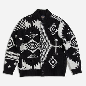 Pendleton - PATCHWORK ICONS BOMBER CARDIGAN - BLACK/WHITE -  - Main Front View