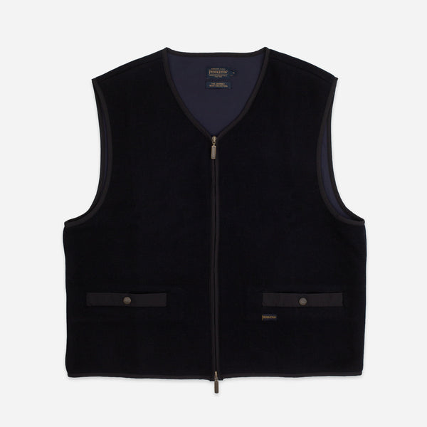 DUFFEL WOOL ZIP VEST - NAVY