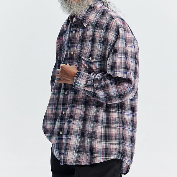 UNEVEN CHECKED SHIRT - PINK