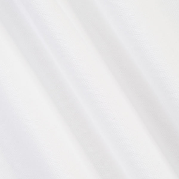 A close-up of a white textured fabric with soft diagonal folds and a fine woven pattern.