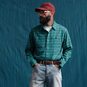 Dubbleware - POP CHECK SHIRT- GREEN/BLACK -  - Alternative View 1