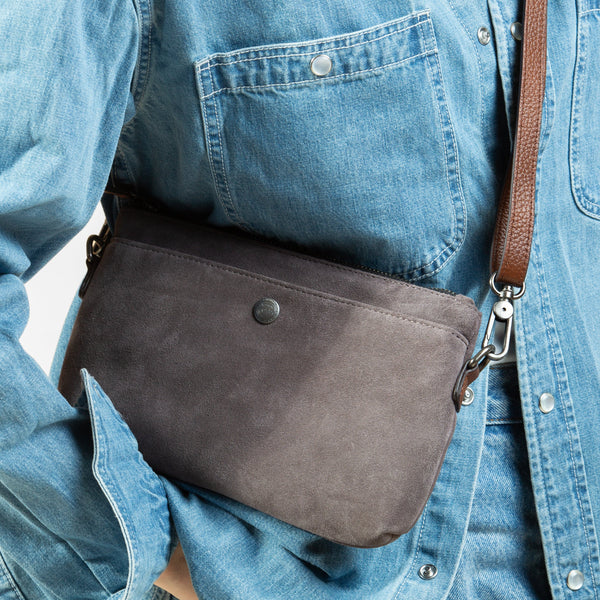 SUEDE SLING BAG - BROWN