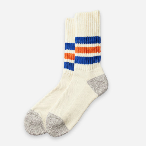 RIBBED OLD SCHOOL SOCK - BLUE/ORANGE