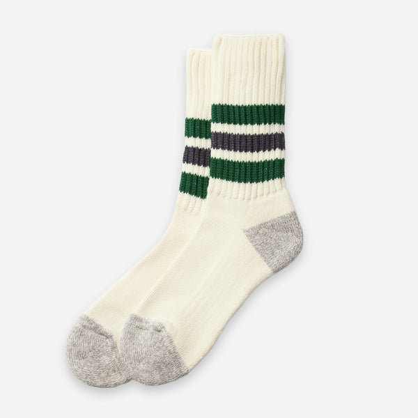 RIBBED OLD SCHOOL CREW SOCK - GREEN/CHARCOAL