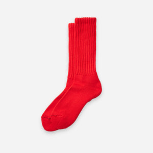Rototo - LOOSE PILE CREW SOCK - RED -  - Main Front View