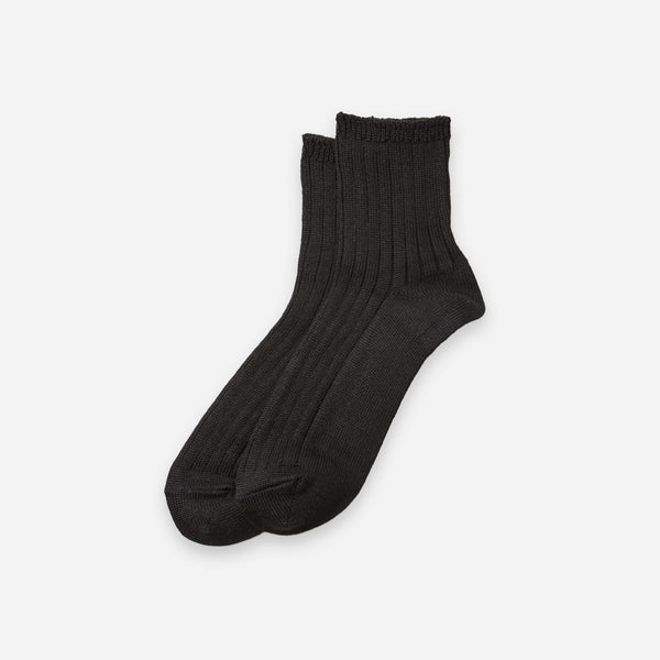 LINEN RIBBED SOCK - BLACK