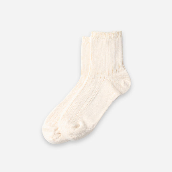 LINEN RIBBED SOCK - ECRU