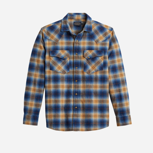 Pendleton Wyatt Shirt - Marine Blue / Tan / Brown Plaid