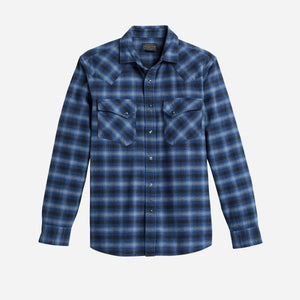 Pendleton - Wyatt Shirt - Charcoal / Denim Blue Plaid - Pendleton Wyatt Shirt - Charcoal / Denim Blue Plaid - Main Front View