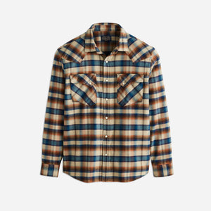 Pendleton - WYATT SHIRT - KHAKI / BROWN / BLUE PLAID -  - Main Front View