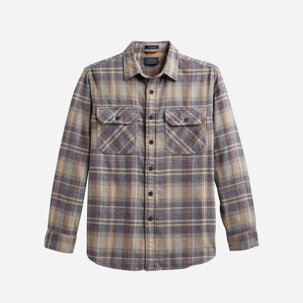 Burnside Flannel Shirt - Taupe/Charcoal/Ochre Plaid