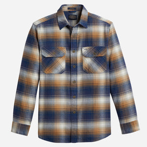 Pendleton Burnside Flannel Shirt - Navy / Gold / Tan Plaid
