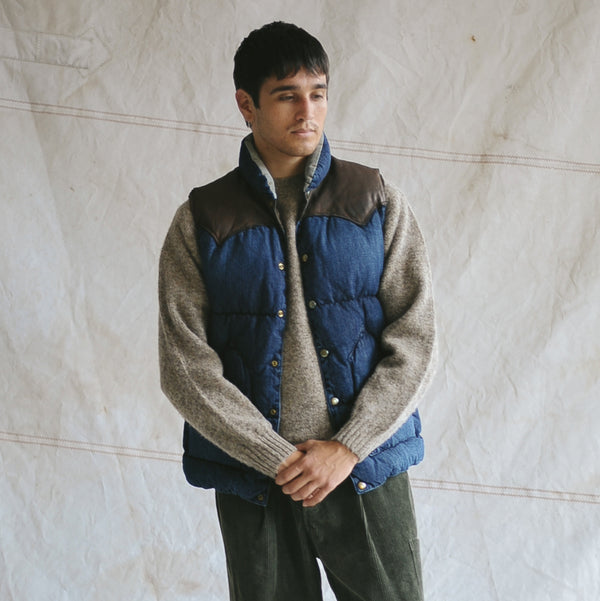 DOWN VEST - INDIGO USED DENIM