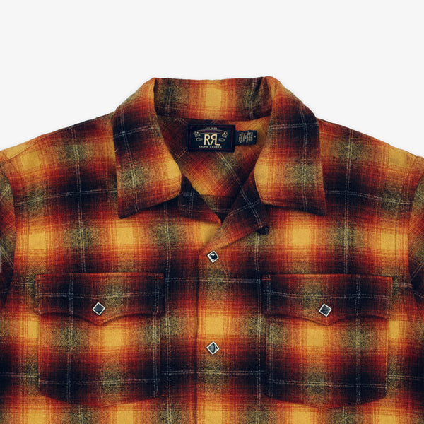 RRL Jesse Camp Collar Shirt - Orange