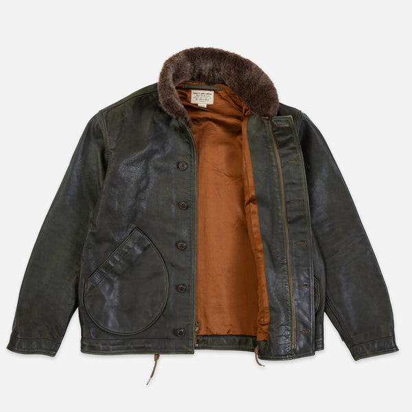 RAYMOND LEATHER FLIGHT JACKET - VINTAGE OLIVE