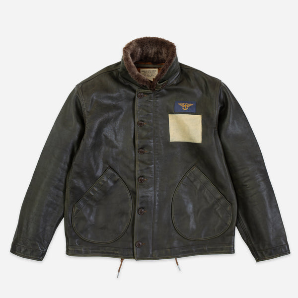 RAYMOND LEATHER FLIGHT JACKET - VINTAGE OLIVE