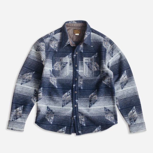 DOUBLE KNIT JACQUARD OVERSHIRT - NAVY / MULTI