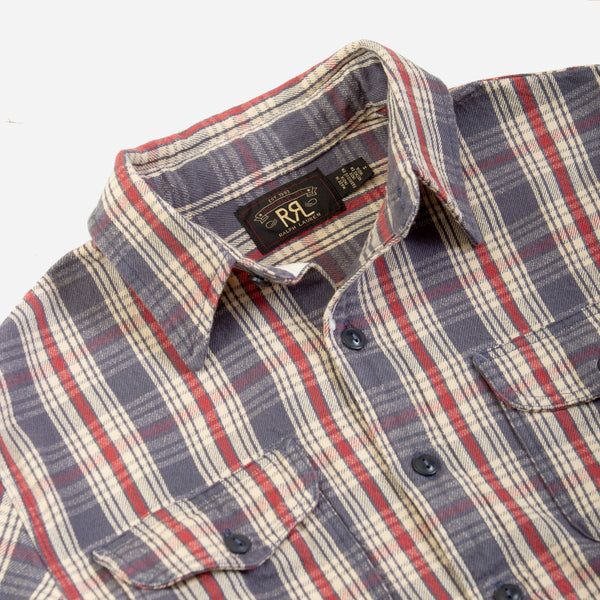PLAID TWILL WORK SHIRT - BLUE/CREAM-RED