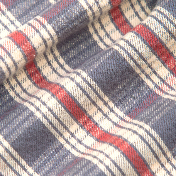 PLAID TWILL WORK SHIRT - BLUE/CREAM-RED