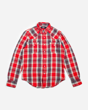Double RL By Ralph Lauren - BUFFALO WESTERN CHECKED SHIRT - RED/GREY -  - Main Front View