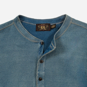 Double RL By Ralph Lauren - JACQUARD HENLEY SHIRT - WASHED BLUE INDIGO -  - Alternative View 1