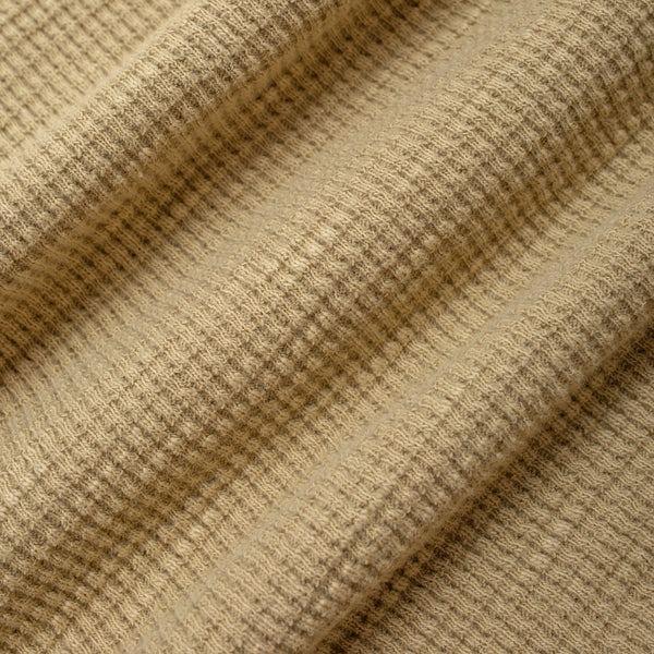 RRL Garment-Dyed Waffle Henley T-Shirt Spring Beige