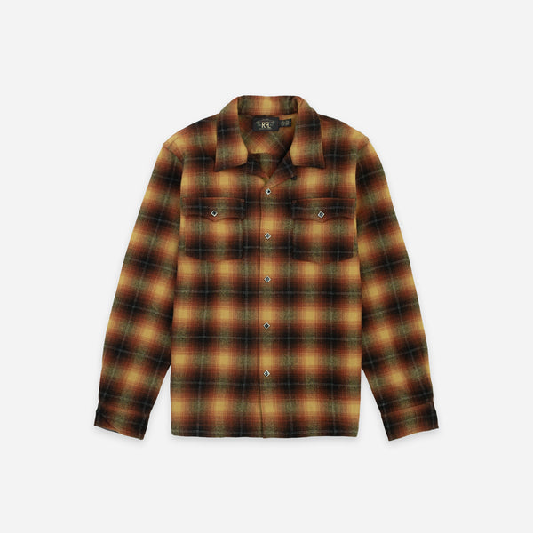 RRL Jesse Camp Collar Shirt - Orange