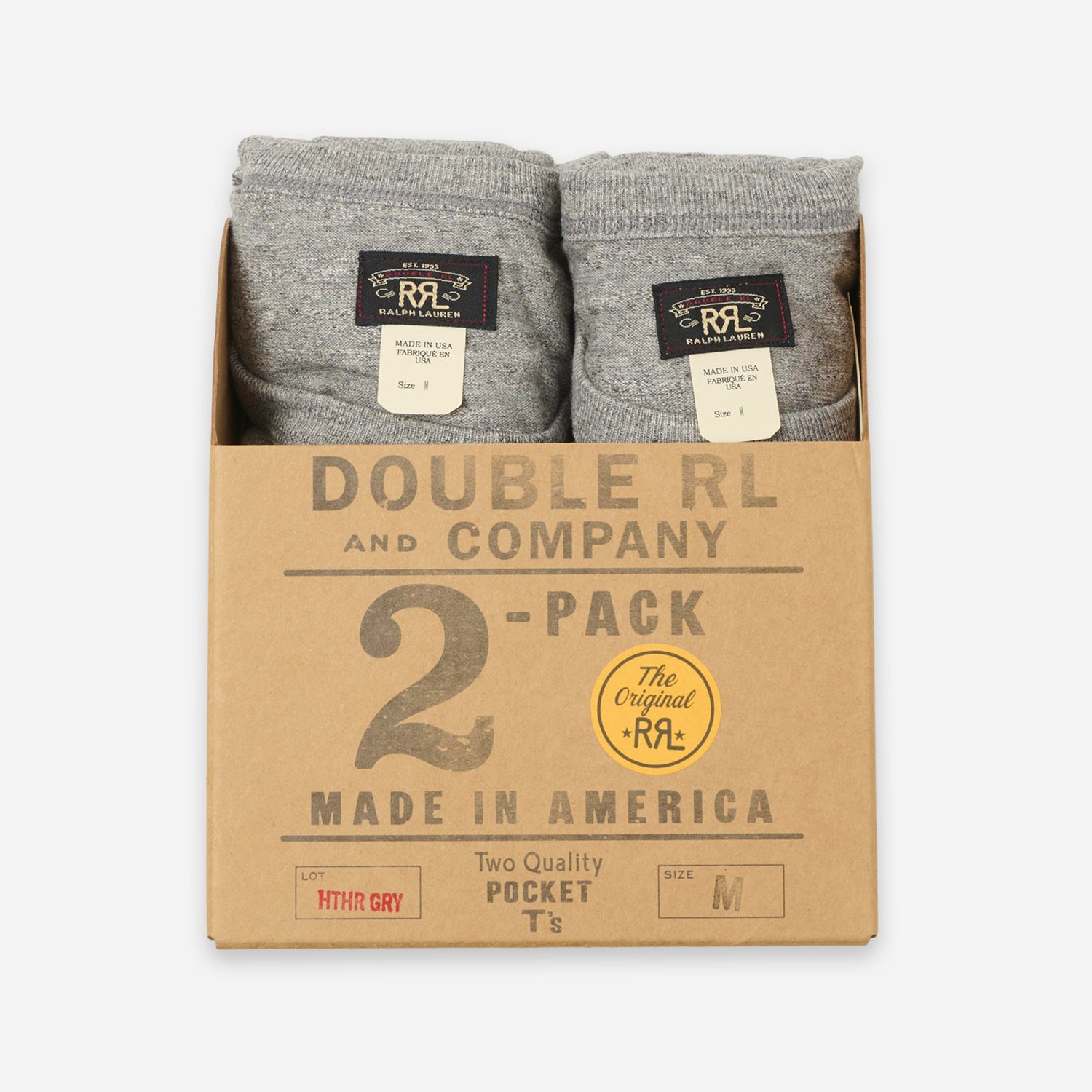 Double RL By Ralph Lauren TWO PACK VINTAGE T-SHIRTS - GREY HEATHER 