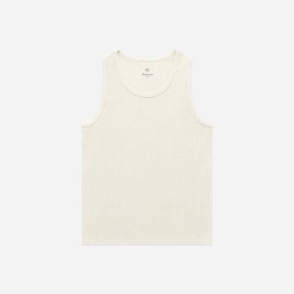 RIB WAFFLE TANK VEST - MILK