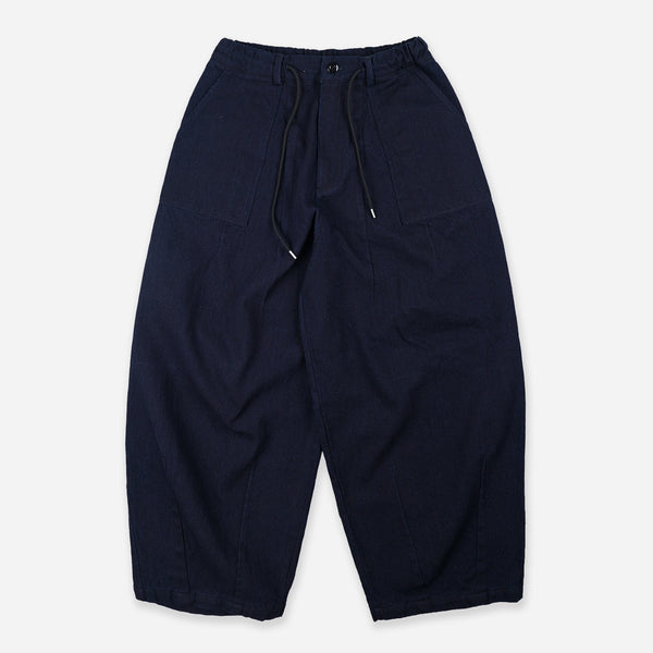 SASHIKO DENIM BALLOON PANTS - INDIGO