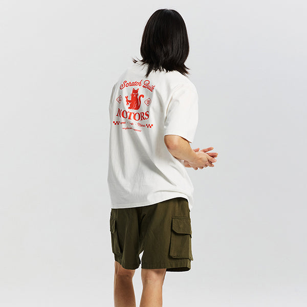 SCRATCH BUILT MOTORS HALF T-SHIRT - WHITE