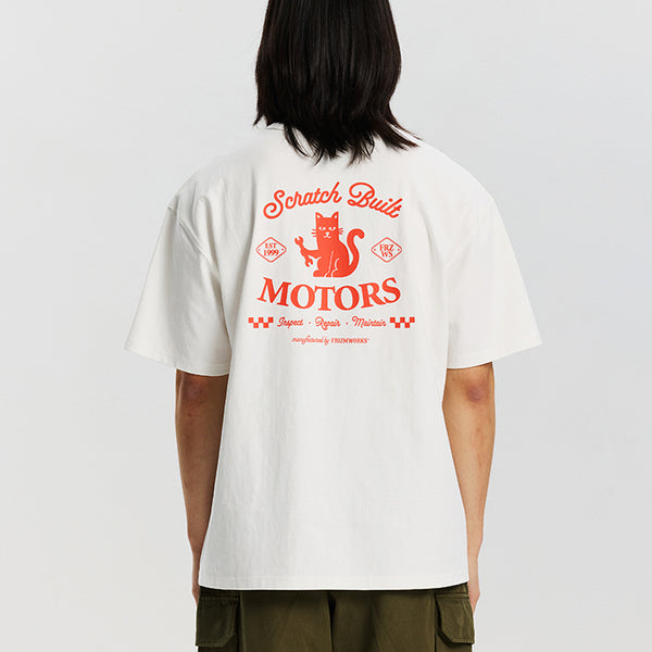 SCRATCH BUILT MOTORS HALF T-SHIRT - WHITE