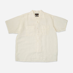 Beams+ - OPEN COLLAR LINEN SHIRT - FLAX WHITE -  - Main Front View