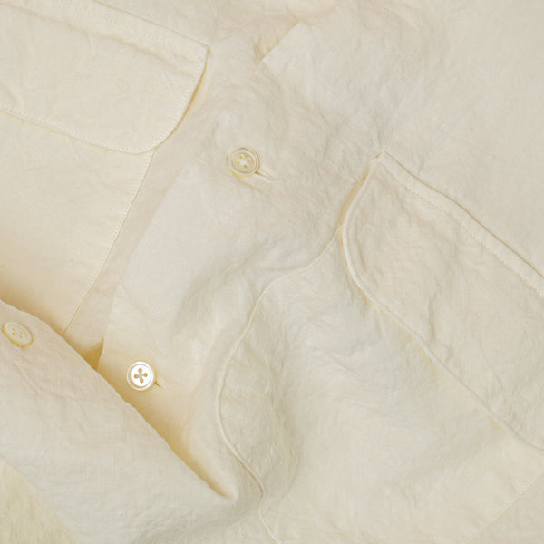 OPEN COLLAR LINEN SHIRT - FLAX WHITE