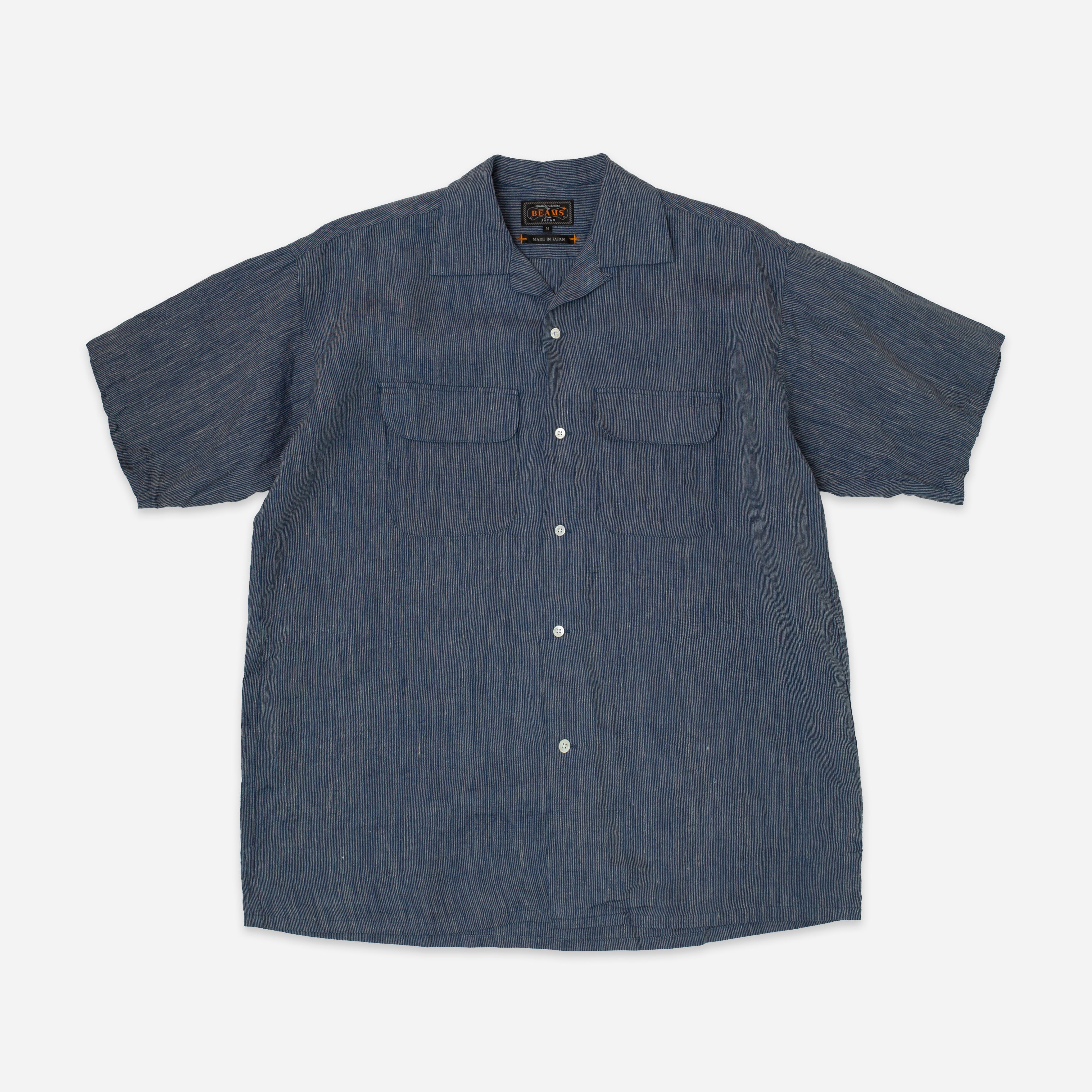 新品 JieDa RAYON STRIPE OPEN COLLAR SHIRT SS26BEAMS_OPENCOLLARINDIGOLINE