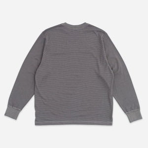Yonetomi - LONG SLEEVE STRIPED T-SHIRT - GREY/WHITE -  - Alternative View 1