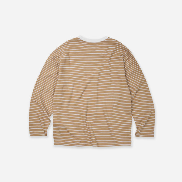 STRIPE RELAXED LONG SLEEVE T-SHIRT - BEIGE