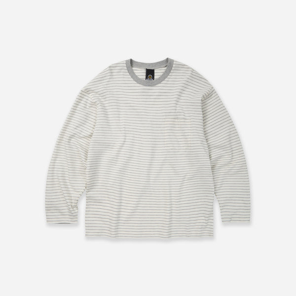 STRIPE RELAXED LONG SLEEVE T-SHIRT - IVORY