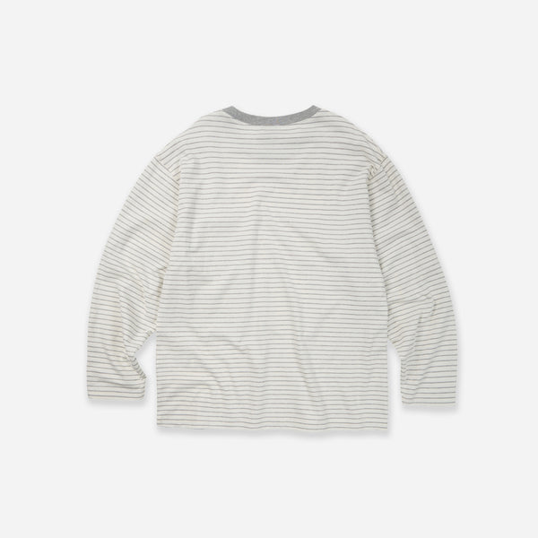 STRIPE RELAXED LONG SLEEVE T-SHIRT - IVORY