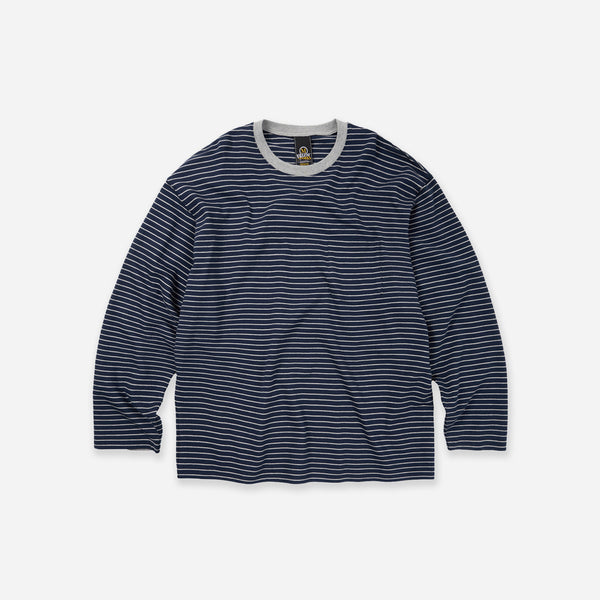 STRIPE RELAXED LONG SLEEVE T-SHIRT - NAVY