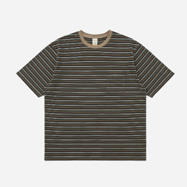 BORDER STRIPE T-SHIRT - BROWN