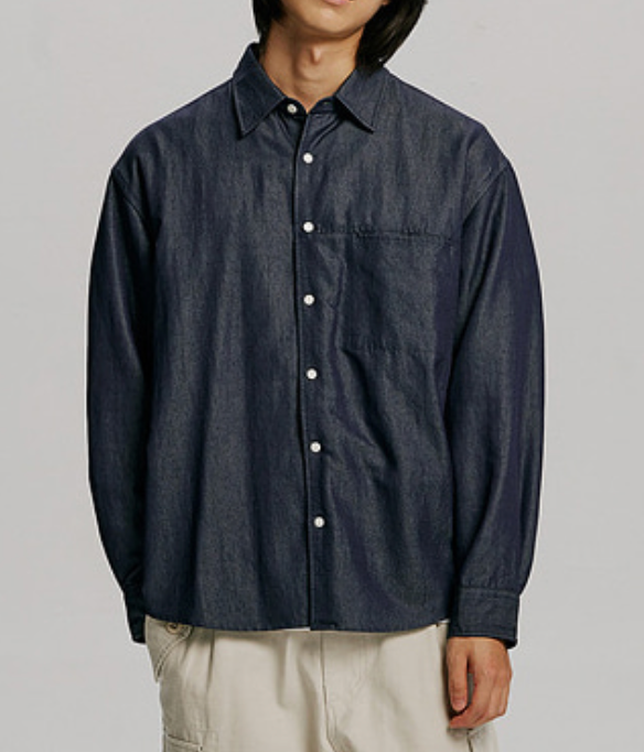TWO TONE RELAXED SHIRT - NAVY